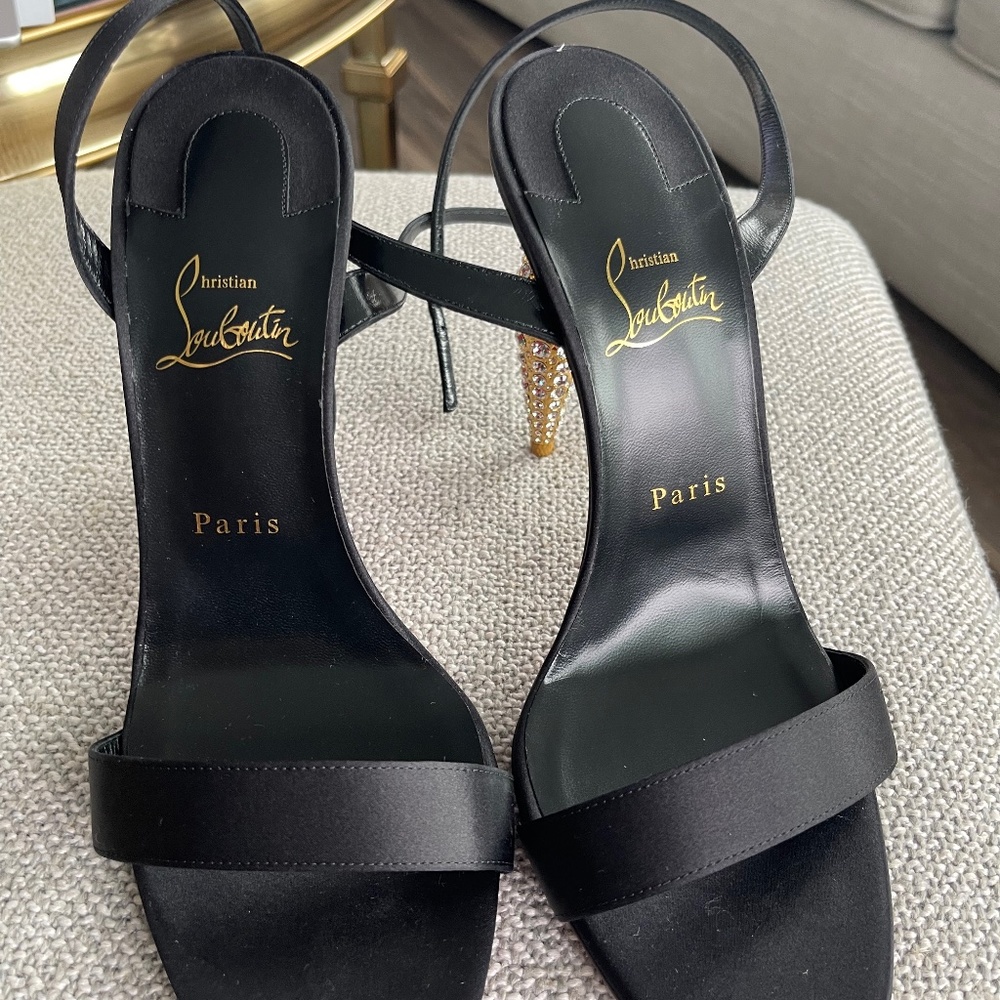 Christian Louboutin Lipstrass Queen Red Sole Ankle Strap Sandals